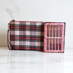 Manna Kadar Lip Heaven Liquid Lip Stains & Plaid Makeup Bag
